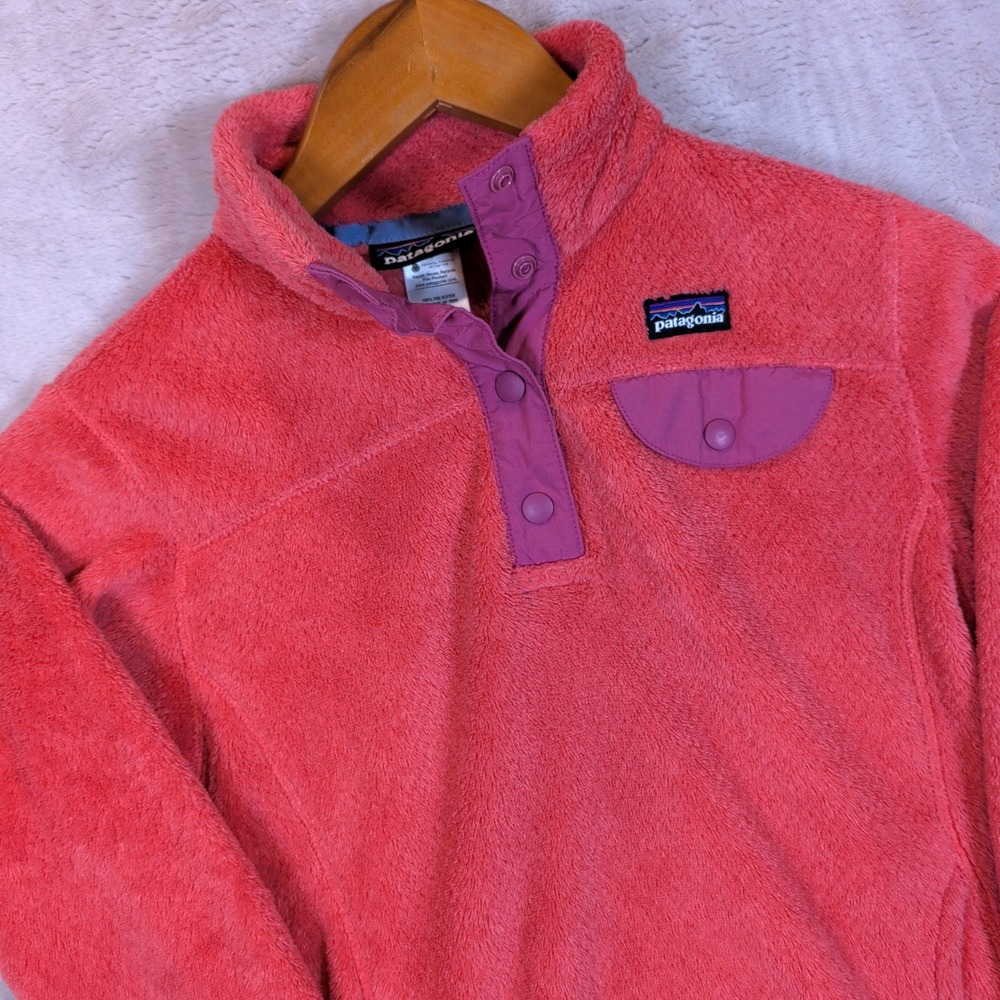 Patagonia Re-Tool Snap-T Pullover Girl M 10 Red Fleece Synchilla Warm Winter